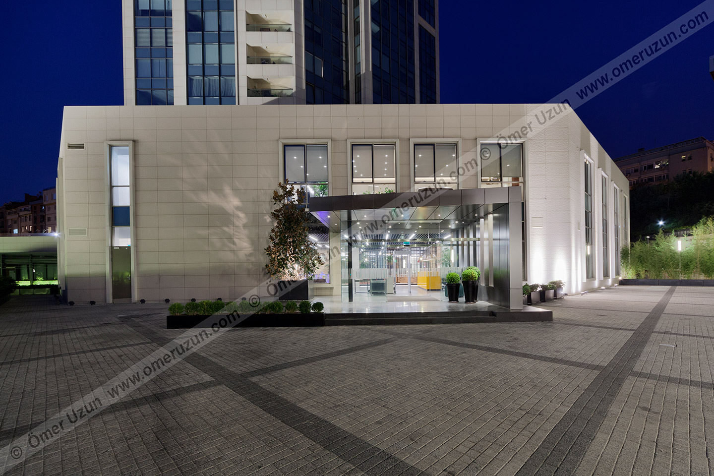 D.ream corporate office exterior evening view