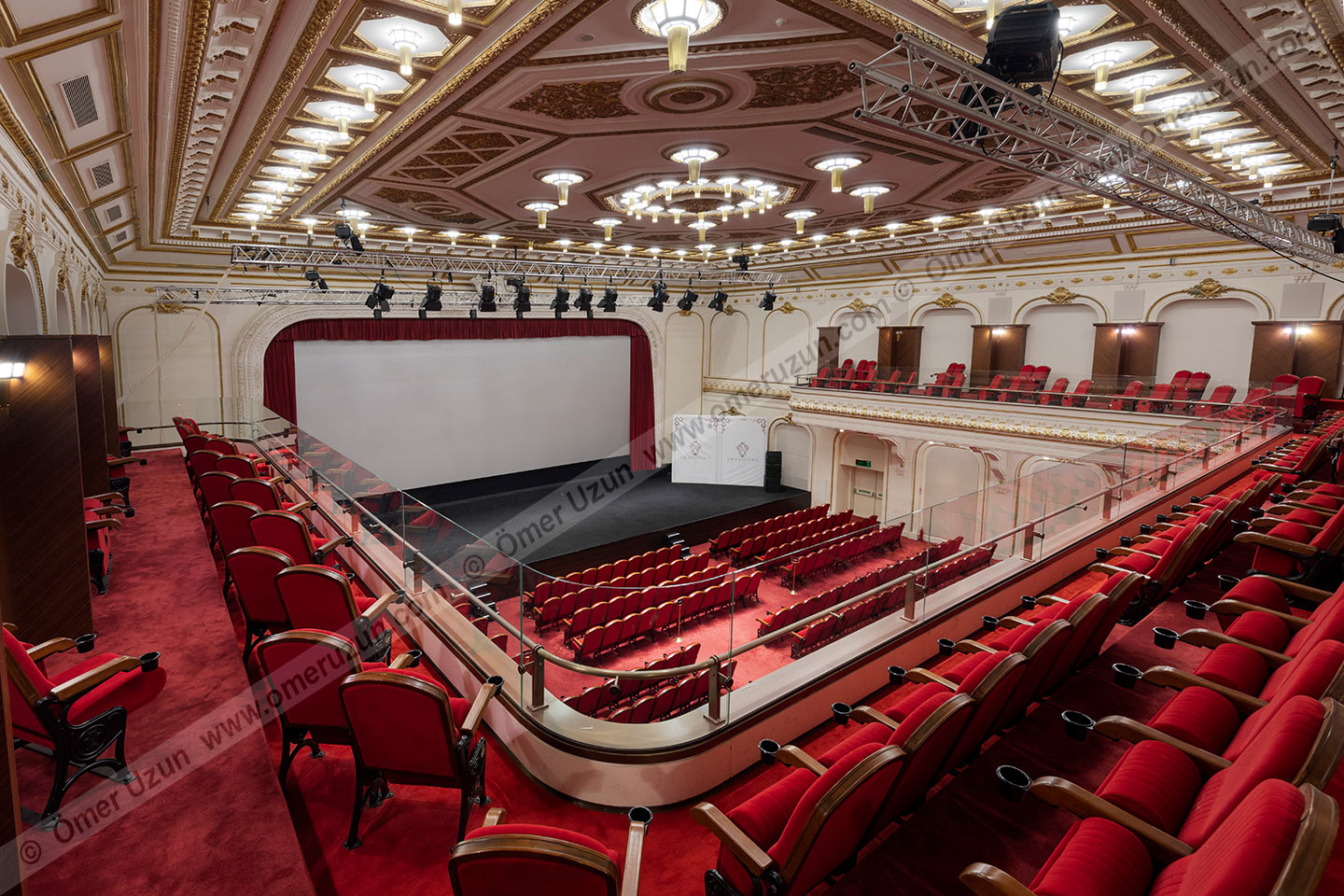 Emek Movie Theater second floor corner view and white blank scene