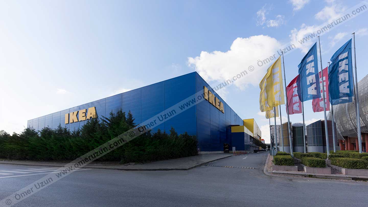 IKEA store in Turkey exterior view with flags