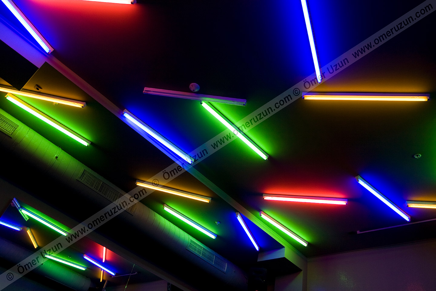 MAC Gym Istanbul ceiling colorful lights detail
