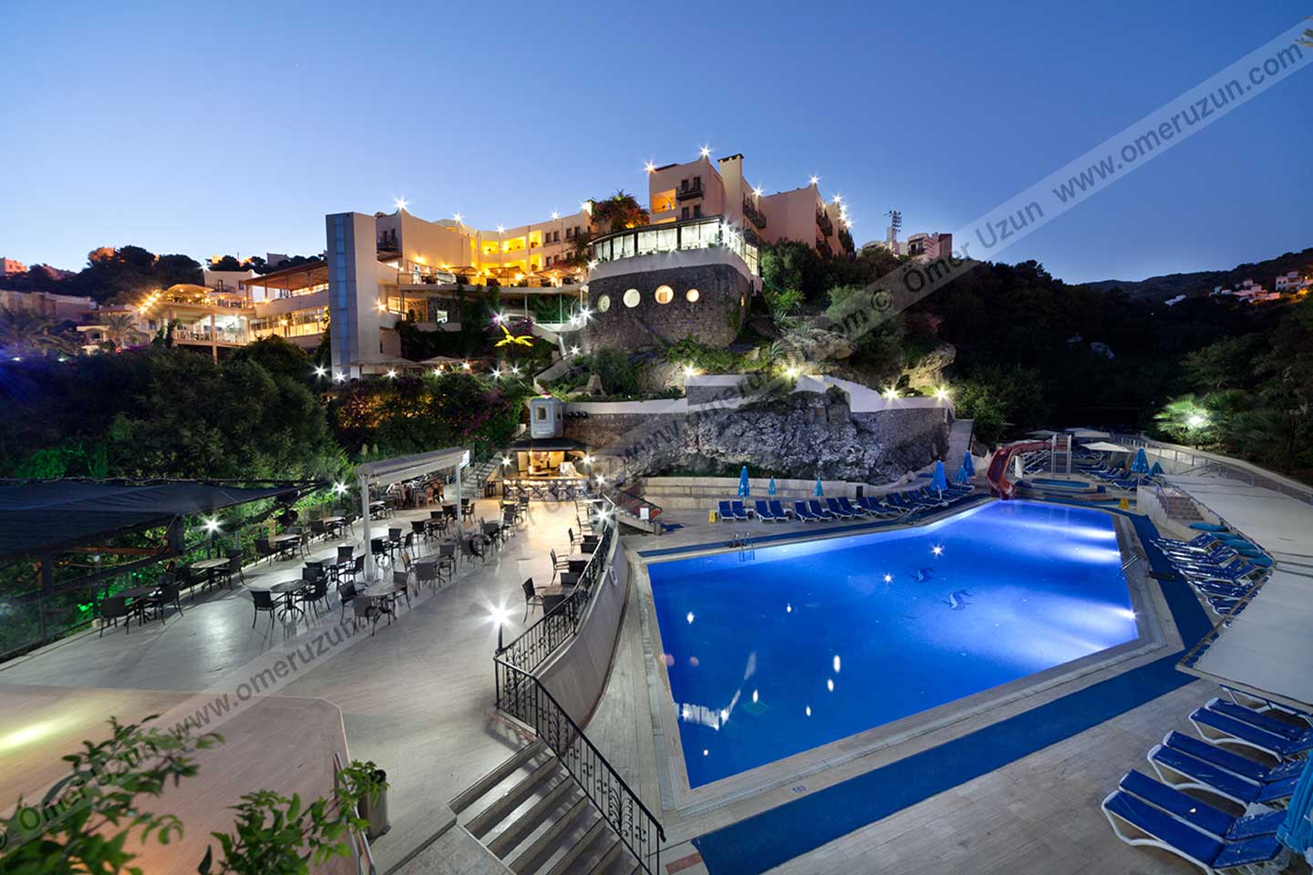 Golden Age Hotel Bodrum General View with Swimming Pool in the Evening
