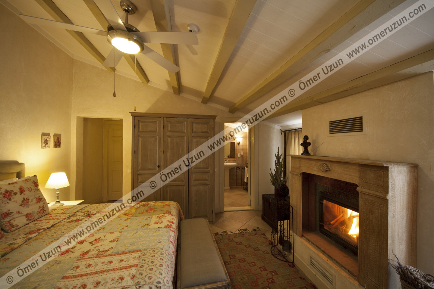 Gullu Konakları Boutique Hotel Double Bedroom View with Fireplace