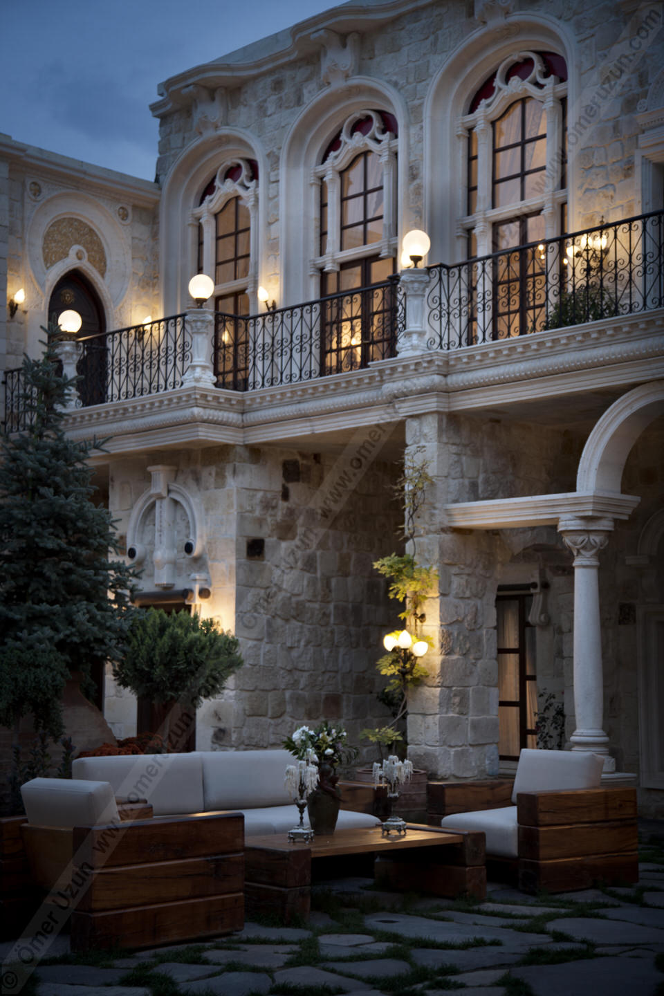 Sacred House Hotel Cappadocia Courtyard Detail at Night