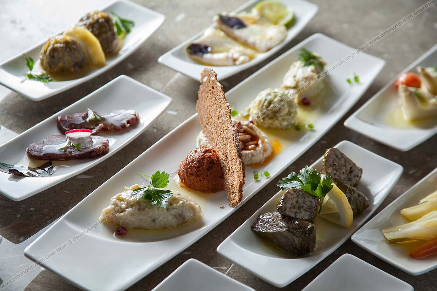 meze tabakları yakın plan fotoğraf çekimi